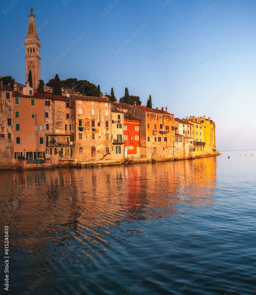 Sunset over the old town of Rovinj, Croatia