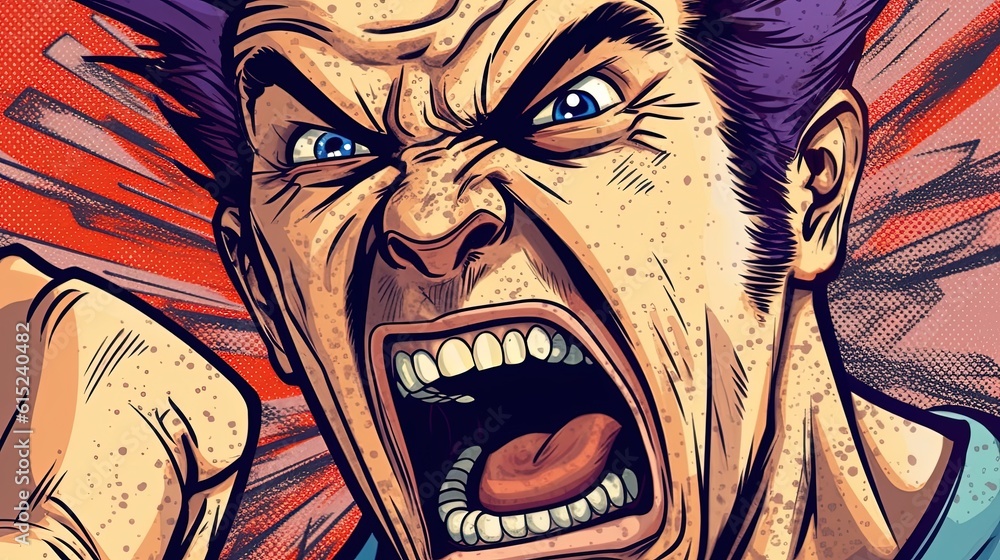 Angry person shouting during an argument . Fantasy concept , Illustration painting. Angry person shouting during an argument . Fantasy concept , Illustration painting.