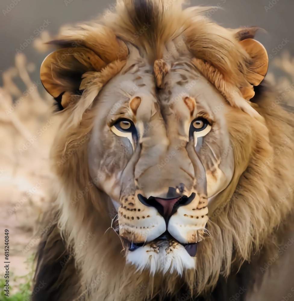 Naklejka premium close up portrait of a lion