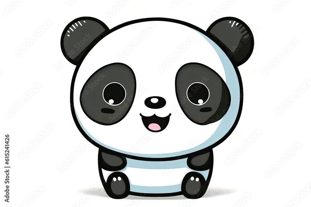 Fototapeta premium Happy Panda Bear on a White Background cutout isolated Cartoon Sticker Style Illustration