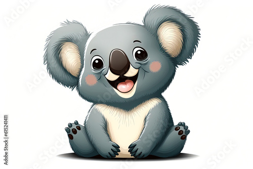 Happy Koala on a White Background cutout isolated Cartoon Sticker Style Illustration