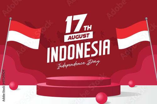 Vector Indonesia Independence Day Dirgahayu Kemerdekaan Banner Template photo