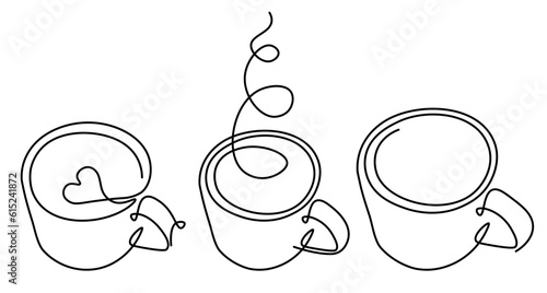 Linear covey drink, doodle sketch, in one line. The concept of simplicity. Tea, coffee, cocktail.
