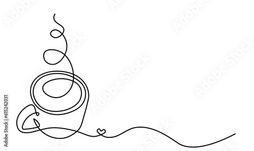 Linear covey drink, doodle sketch, in one line. The concept of simplicity. Tea, coffee, cocktail.