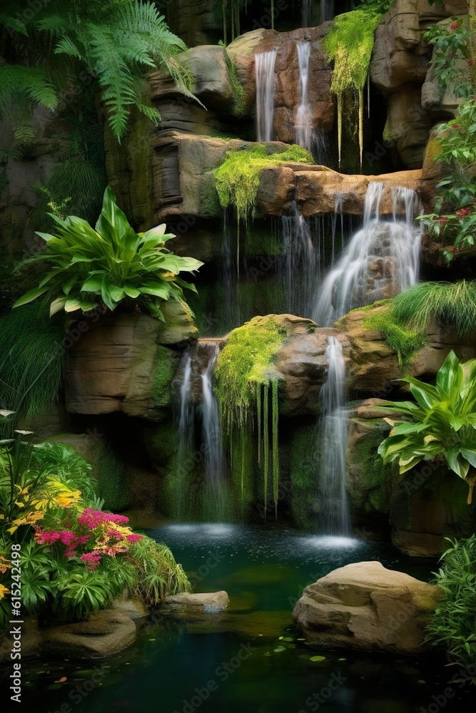 Enchanting multi-tiered waterfall