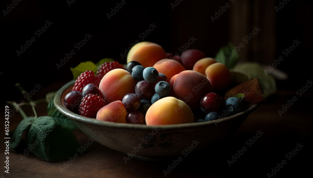 A rustic still life of organic fruit and vegetables variation generated by AI A rustic still life of organic fruit and vegetables variation generated by AI
