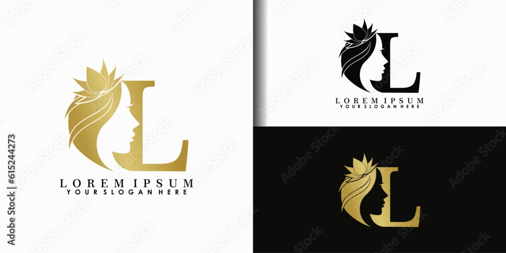 face beauty logo design with letter concept Stock Vector | Adobe Stock