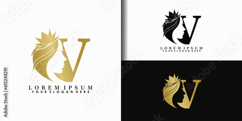 face beauty logo design with letter concept