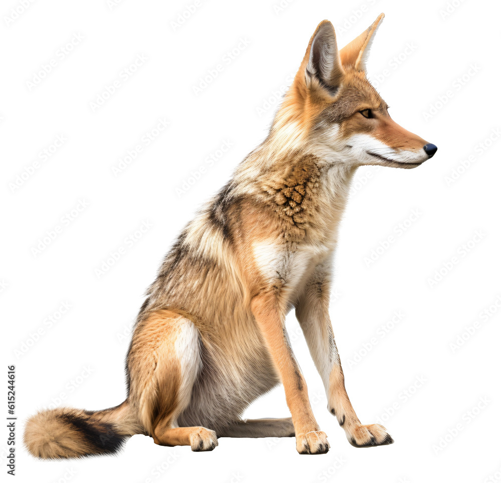 Coyote jackal isolated on the transparent background PNG. AI generative.