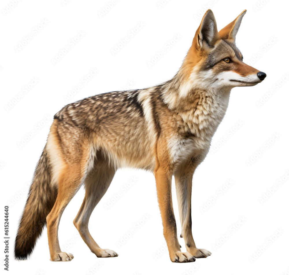 Coyote jackal isolated on the transparent background PNG. AI generative.