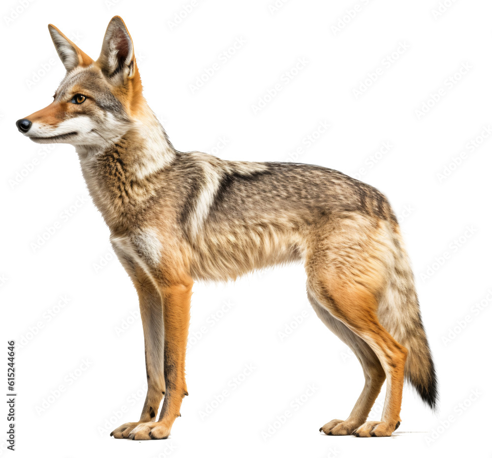 Coyote jackal isolated on the transparent background PNG. AI generative. Coyote jackal isolated on the transparent background PNG. AI generative.