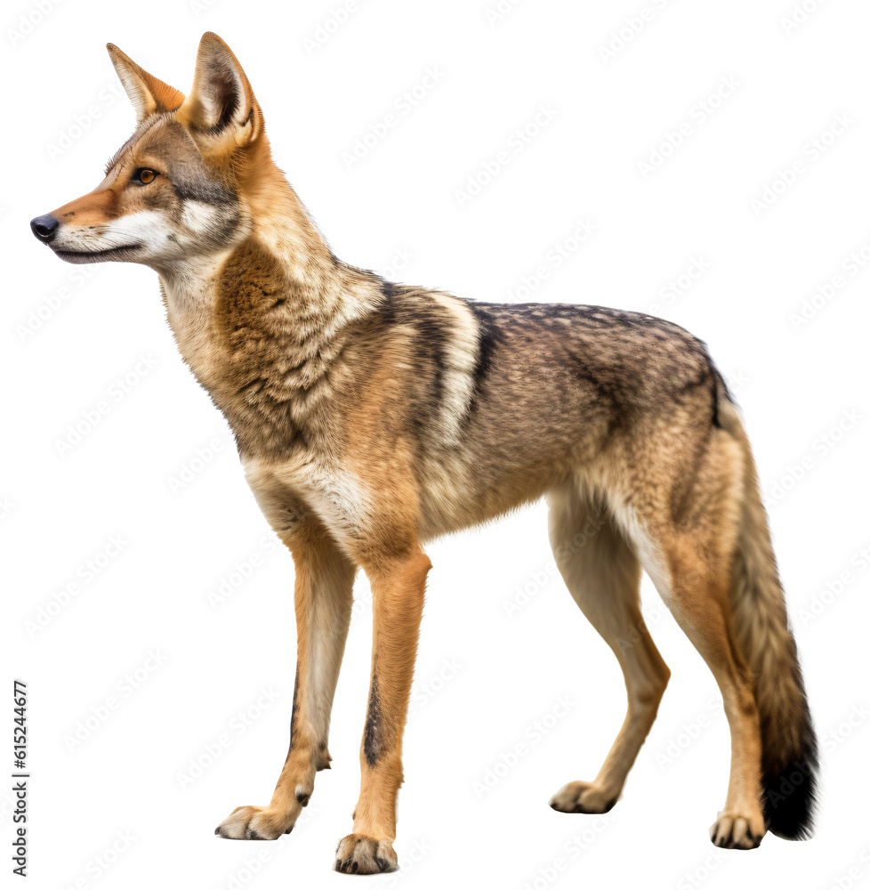 Obraz premium Coyote jackal isolated on the transparent background PNG. AI generative.
