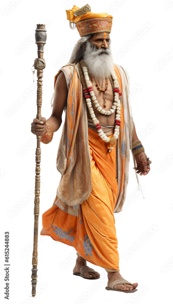 man in hindu outfit  isolated on the transparent background PNG. AI generative.