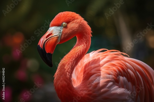 flamingo in nature close-up. AI generated.