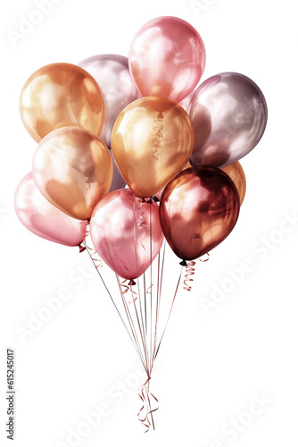 Bouquet, bunch of realistic pink and gold balloons. generative ai