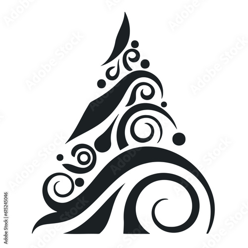 Christmas tree. stylized element. holiday monochrome sign isolated on white. vector illustration.