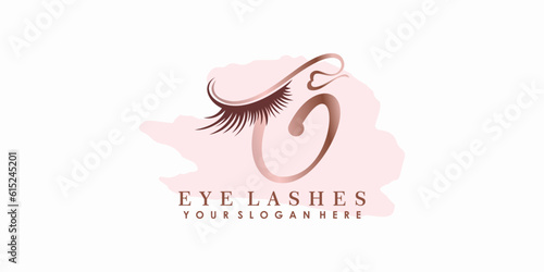 eye lash beauty logo design with letter concept