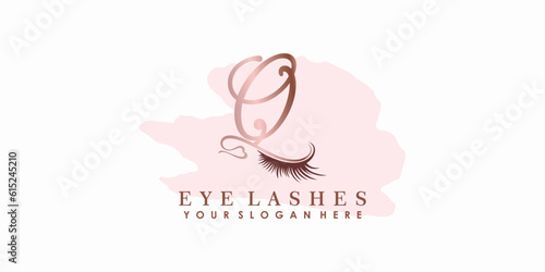 eye lash beauty logo design with letter concept