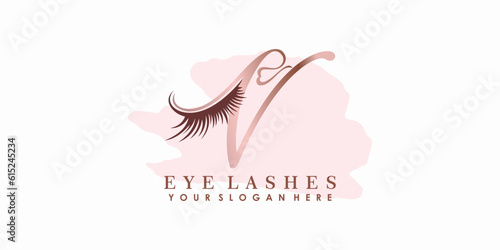 eye lash beauty logo design with letter concept