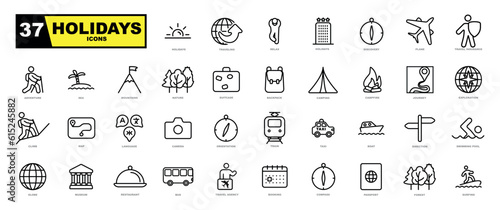 This vector icon set consists of 36 beautifully designed holiday-themed icons.