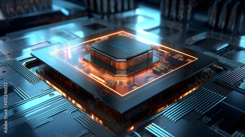 cpu components mounted on a motherboard. Generative AI