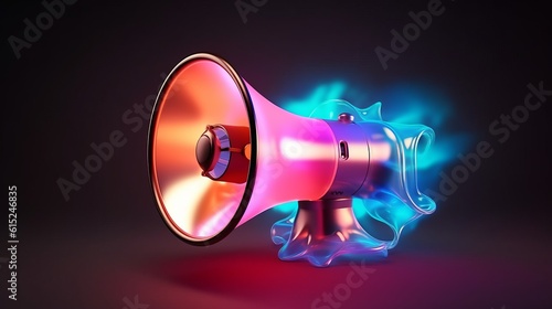 3d illustration of a megaphone emitting colored smoke