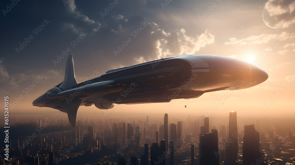 Naklejka premium Beautiful Fantasy Starship