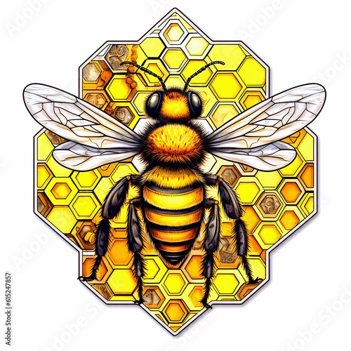 a sticker of bumblebees and honeycombs on a white backround