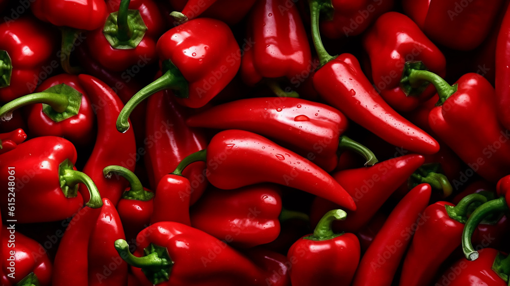 Peppers paprika on the table. Generative Ai Peppers paprika on the table. Generative Ai