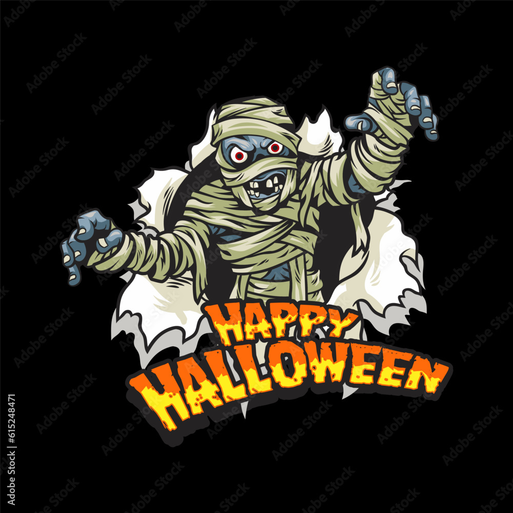 halloween and mummy live logo, vector logo icon