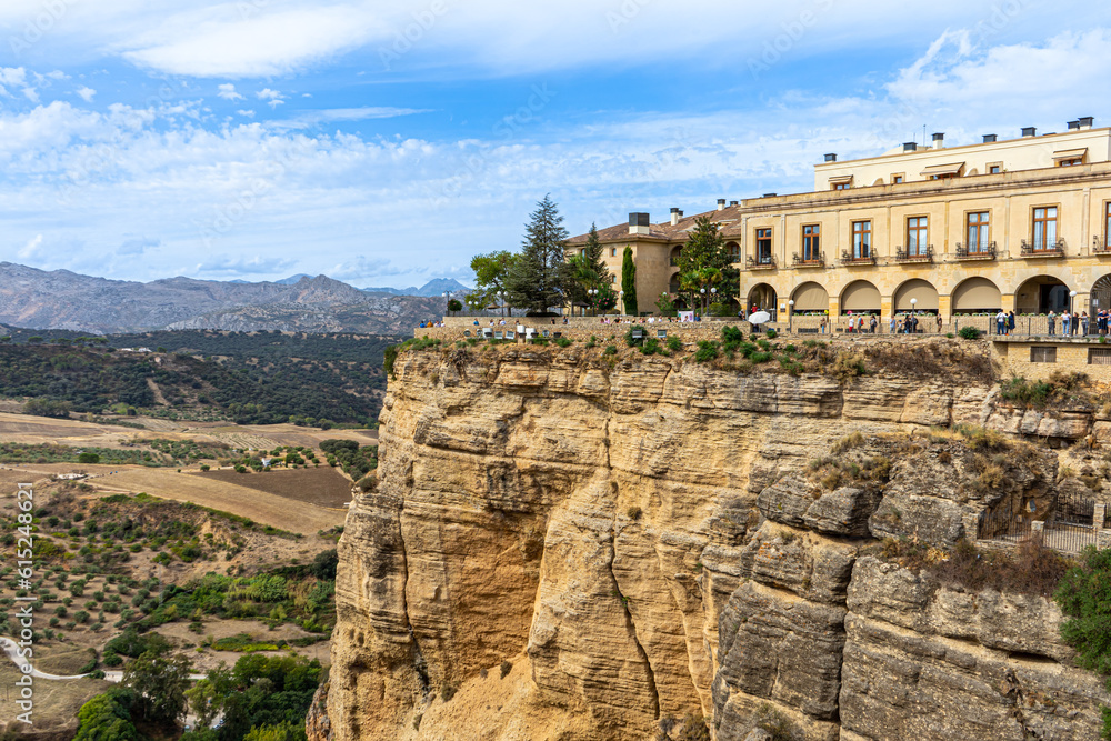 Panoramic view of canyon of Ronda near new Bridge in Ronda, Spain on October 23, 2022