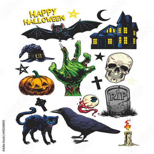 halloween logo set, vector logo icon