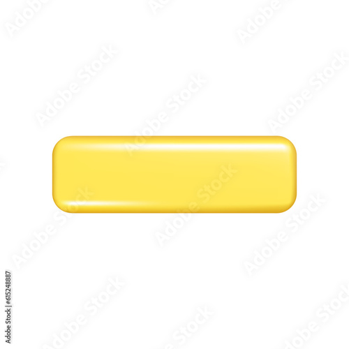 Realistic 3d yellow minus sign. Decorative arithmetic 3d element, education maths icon, mathematical negative, wrong, delete symbol. Abstract vector illustration isolated on a white background