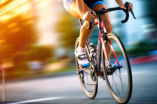 Legs in Focus: Experiencing the Excitement of Cycling. Generative AI