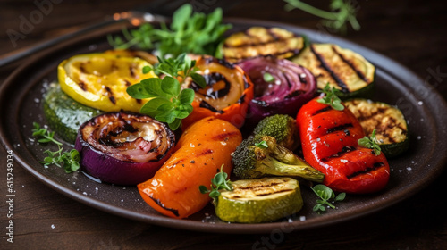 A plate of mouthwatering grilled vegetables, showcasing an array of colors and flavors