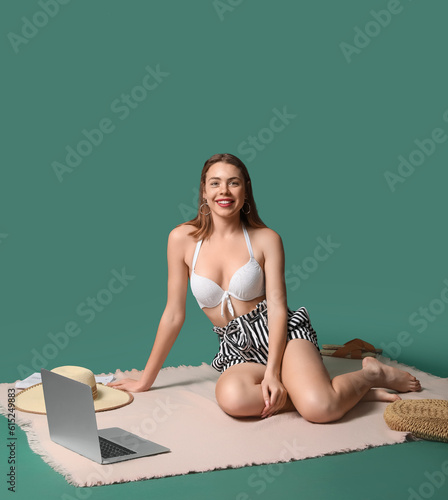 Young woman with beach acce...