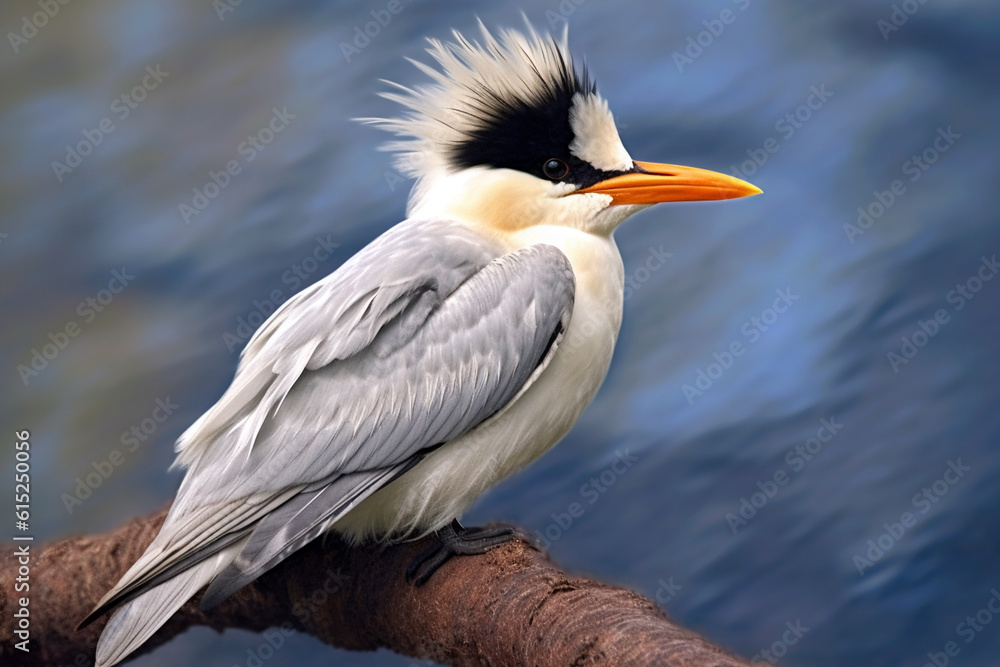 Obraz premium Chinese crested tern on the tree, Generative AI
