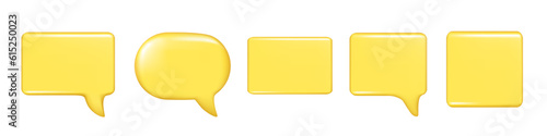 Realistic 3d glossy speech bubble text, message box, chatting box. Decorative 3d element, chat dialogue icon, empty speak bubble symbol. Abstract vector illustration isolated on white background