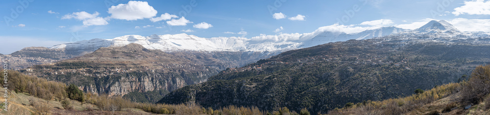 Panoramic view of the Kadisha Valley in Lebanon