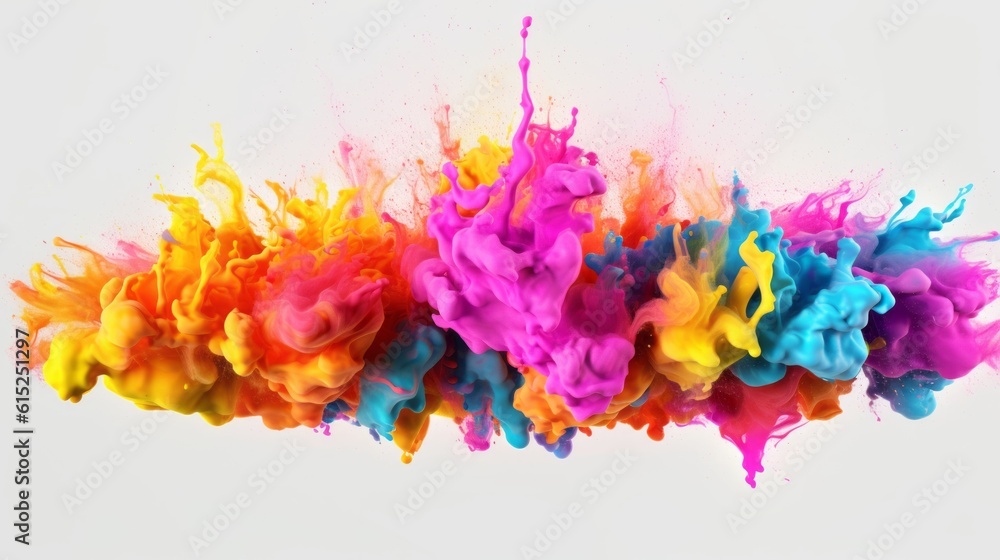 Exploding liquid paint in rainbow colors with splashes illustration Exploding liquid paint in rainbow colors with splashes illustration