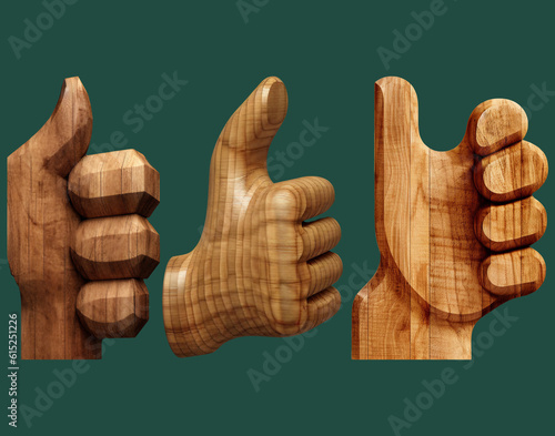wooden thumb up, wooden thumb logo made of wood