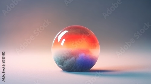 Illustration of a colorful glass sphere on a gradient background