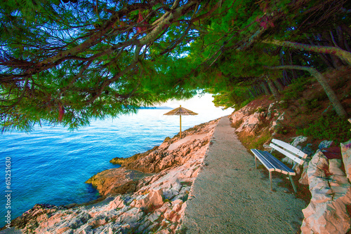scenic croatian coast between Makarska and Drevenik   Makarska riviera  Dalmatia  Croatia  Europe