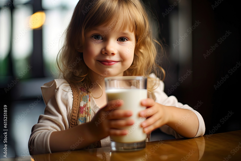 A Little Girl's Milk Delight. Generative AI A Little Girl's Milk Delight. Generative AI