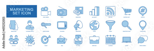 A collection of visually appealing and versatile vector icons representing various aspects of marketing