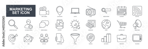 A collection of visually appealing and versatile vector icons representing various aspects of marketing