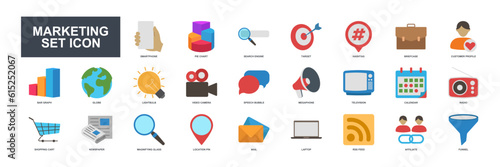 A collection of visually appealing and versatile vector icons representing various aspects of marketing