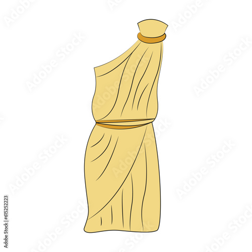 Toga, tunic without people. Historical clothing of the Romans and Greeks. Ancient dress with folds. National ethnic costume. Color contour image. isolated object. Vector illustration.