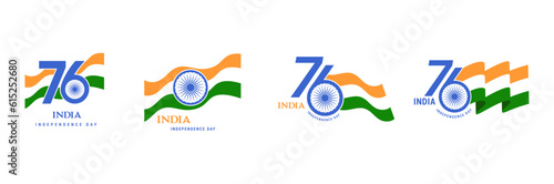 India Independence day, banner, poster and greeting card. 76 Year Anniversary Independence Day Logo