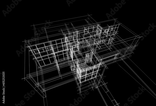 architectural sketch of a house 3d rendering